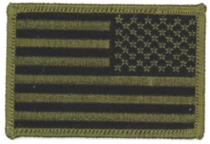 Reverse USA Army Flag (Black/Green) iron-on Embroidered Patches 3"x2" - Picture 1 of 1