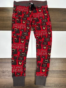 Lazy One Mens M Red "Dont Wake The Bear" Pajama PJs Pants Jams Comfy - Picture 1 of 10
