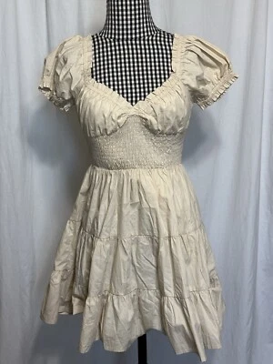 Princess Polly Daniela Mini Dress Beige Cream Size 4 100% Cotton NEW! - Image 1 of 4