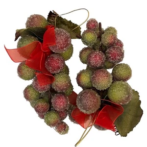 Vintage 2 grappoli finta uva zuccherata perline smerigliate decorazione tavola ornamenti - Foto 1 di 4