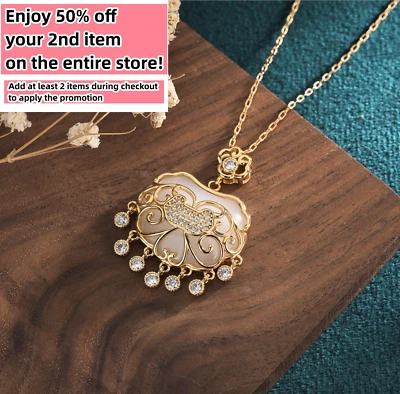 Pingente de cristal de jade berloque de colar folheado a ouro 18K trava da sorte pedra preciosa delicada - Imagem 1 de 4