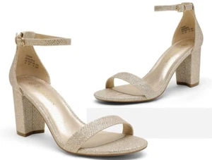 DREAM PAIRS Women's Chunk Gold Glitter Low Heel Pump Sandals Size 8.5 M US - Picture 1 of 7