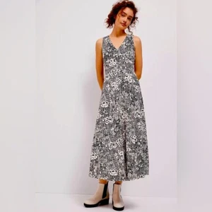 Maeve Anthropologie Livia Black and White Fit and Flare Floral Maxi Dress S - Picture 1 of 10