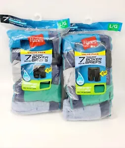 Hanes Boys Tagless Boxer Briefs Cool Comfort Fabric Assorted Lot -14-Pair Size L - Picture 1 of 8