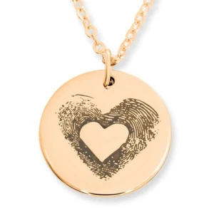 Joya personalizada huella digital grabado corazón huella collar rosa - Imagen 1 de 4