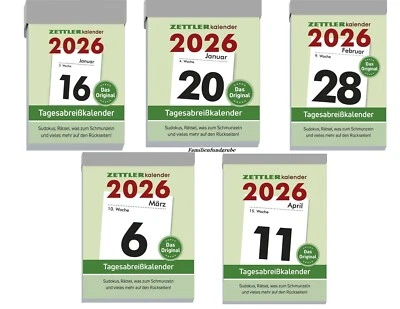 Zettler Abreißkalender Tagesblock Kalender 2026 verschiedene Grössen