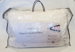 SAATVA Queen Pillows QUILTED ORGANIC COTTON LATEX WOOL BATTING 2 SET 18X28 $530 - Picture 1 of 12