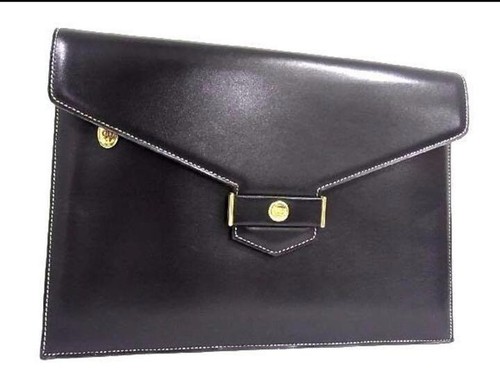 Pochette Christian Dior logo pelle nera usata