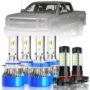 For Chevy Silverado 1500 2007-2015 - 6x 6000K LED Headlight Hi/Lo&Fog Bulbs Kit - Picture 1 of 12
