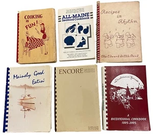 Cookbooks Granny Recipes Spiral Bound Lot 6 VTG Church Grange Community Maine - Bild 1 von 12