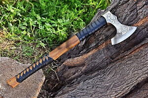 Handmade Viking axe, Viking hatchet axe, Viking Tomahawk Leather Warp Handle