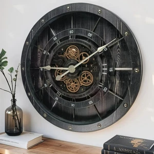 The Gears Reloj FRANCE LINE RELOJ DE PARED REDONDO 32 PULGADAS VINTAGE NEGRO - Imagen 1 de 24
