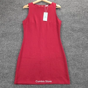 WIHOLL Dress Womens Medium Red Sleeveless Sheath Bodycon Stretch Knit Back Zip - Picture 1 of 14