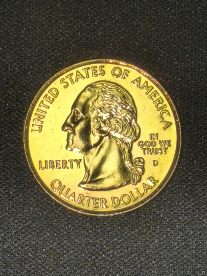 Uncirculated 24k Gold Plated Denver State Quarter 2004d Wisconsin State Quarter  - Image 1 of 4