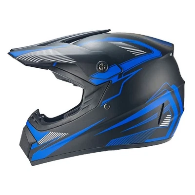 FUNSPORT-FACTORY Crosshelm Helm Kinderhelm Motorradhelm Motocross Shadow of Blue schwarz blau