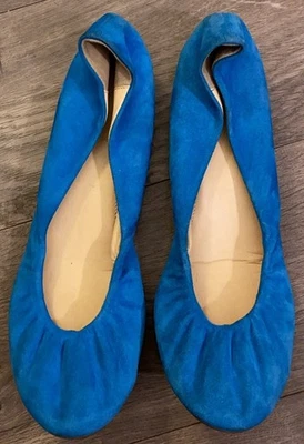 J. Zapatos planos de ballet Crew de gamuza turquesa de cuero talla 10 tienen algo de desgaste Foto 1 de 4