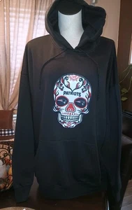 NWT Unisex Skull Black Patriots Hoodie Sweatshirt Sz 1X - Picture 1 of 4