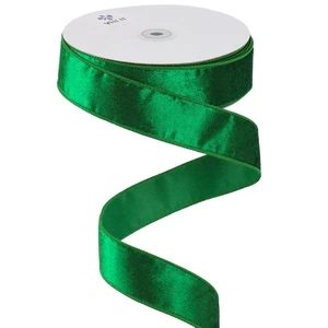 Green Velvet Ribbon 1.5 Inch Wired 25 Yards Spool for Christmas Tree, Wreaths... - Picture 1 of 9