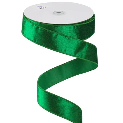 Green Velvet Ribbon 1.5 Inch Wired 25 Yards Spool for Christmas Tree, Wreaths... - Image 1 of 4