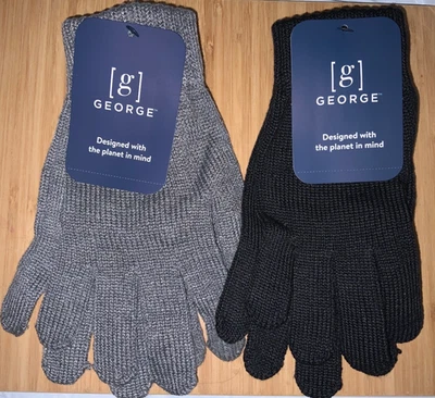 Dos pares (2x) guantes inteligentes táctiles tejidos GEORGE - 1 par de guantes grises y 1 negro Foto 1 de 4