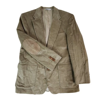 Vintage Lands End Blazer Mens 44L Tan Corduroy Elbow Patch Sport Jacket 90s - Image 1 of 4