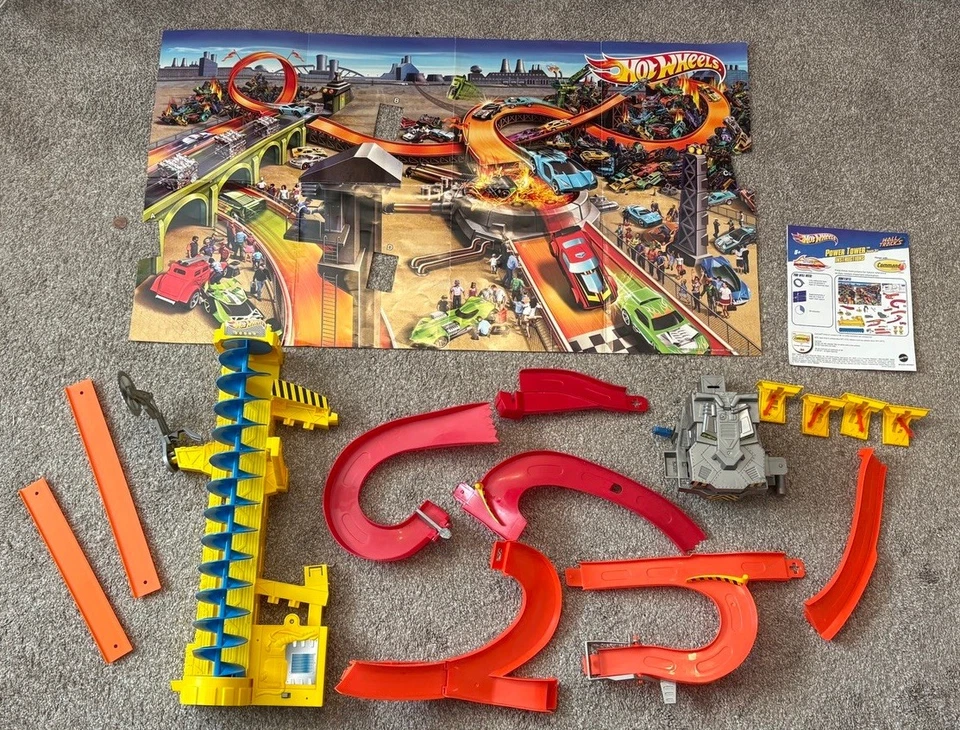 Hot Wheels Power Tower Track Set w Wall Tracks Motorized Elevator W3423-2011 - Image 1 of 1