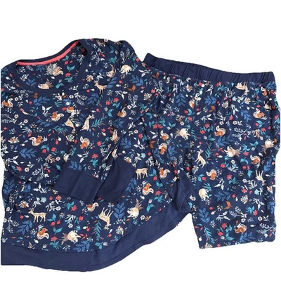 cuddle duds womans pajamas XL Christmas Forest Animals Cotton Pants And Top Knit - Image 1 of 4