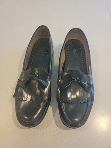 BASS Weejuns Jaclyn Kiltie Tassel Loafer 11.5Leather Shoes Heel Preppy Black EUC - Picture 1 of 6