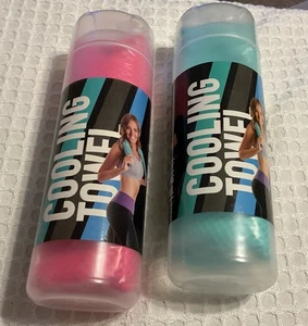 Lot Of 2 Cooling Towel , 1 Pink And 1 Green Cooling Towels - Picture 1 of 2