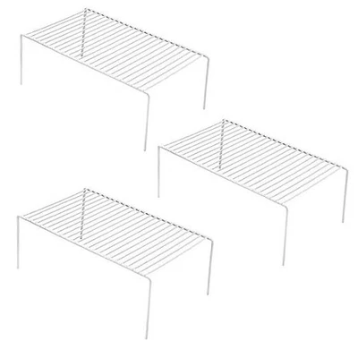 Kitchen Cabinet Shelf Organizer Set of 3, Large (15.7 x 9.4 inch) Metal White - Image 1 of 4