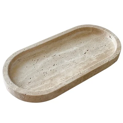 Natural Marble Oval Tray Ornaments Vintage Small Tray Storage Dish for Counte... - Image 1 of 4
