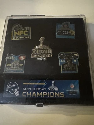 Seattle Seahawks Super Bowl XLVIII Commemorative Pin Set #615/5,000 (New) - Image 1 of 4