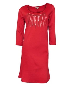 Ladies Red Mia Moda 3/4 Sleeve Studded Round Neck Evening Party Womens Dress. - Picture 1 of 2