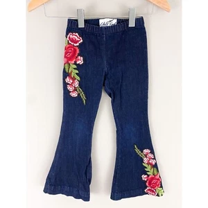Liberty Lark Denim Rose Applikation bestickte Glocke Unterteil breites Bein Jeans 4/5 - Bild 1 von 3