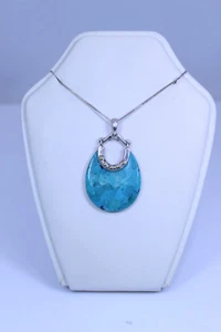 Schöne Sterling Silber BARSE Türkis Halskette 18" - 13026 - Bild 1 von 10