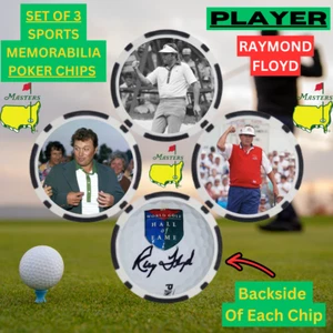1976 Masters Winner Raymond Floyd 3 Poker Chip Set With Signature - Picture 1 of 2
