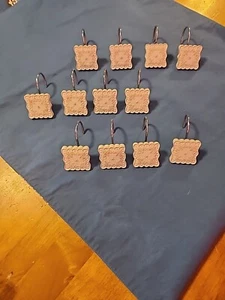 Square Off White Shower Curtain Hooks Set Of 12 Romance Farmhouse Feminine - Picture 1 of 8