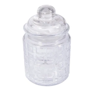 Glas Gefäß mit Glasdeckel Karos, 8cm ø, 12,5cm, 280ml, Öffnung ø5,5cm - Picture 1 of 2