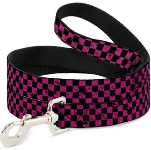 Checker Weathered Black & Neon Pink Dog Leash by Buckle-Down - Picture 1 of 2