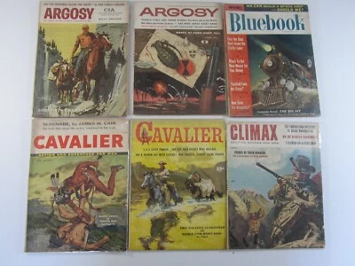 Men's Magazine 6 Issue 1950s Lot Argosy, Bluebook, Cavalier, & Climax v.1 #1  VG - Image 1 of 4