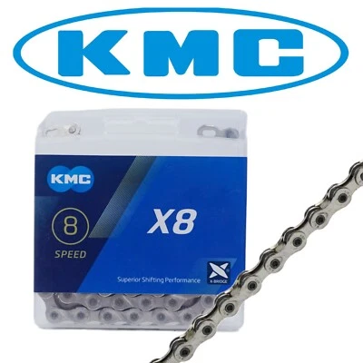 KMC X8 Bike 8-Speed Chain Silver w/ Reusable MissingLink 116 Links - Image 1 of 3
