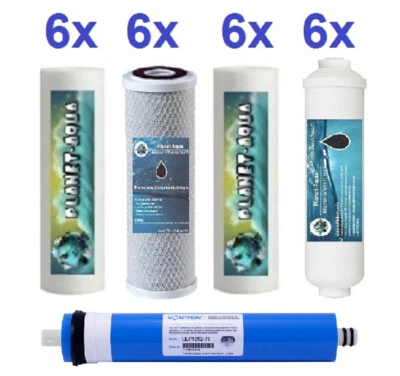 PLANET-AQUA Ersatzfilter 5 Stufen 3 Jahre Umkehrosmose Wasserfilter + 75 GPD Membrane Osmose