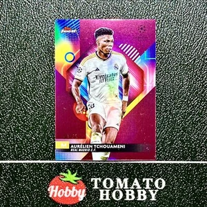 TOPPS FINEST UEFA 2023-24 AURELIEN TCHOUAMENI /75 REFRACTOR ROSA REAL MADRID - Imagen 1 de 2
