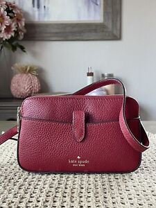 KATE SPADE NEW YORK LEILA SMALL TAB CROSSBODY PEBBLED LEATHER  RED CURRANT