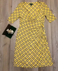 Lauren Ralph Lauren Yellow Women's Size 12 Polyester Elastane Dress MINIMAL WEAR - Picture 1 of 9