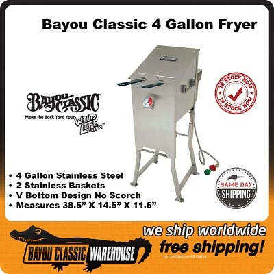 Freidora de propano Bayou Classic 4 galones 2 canastas - acero inoxidable 700-701 Foto 1 de 4