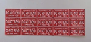 120 Do Not Bend 1-1/2" x 1" FRAGILE DO NOT DROP Stickers Waterproof 120 Pcs RED - Picture 1 of 3
