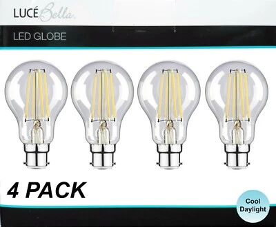 4 x LED 6W Cool Daylight 5700K Light Globes Bulbs Lamps Clear GLS Bayonet B22 - Image 1 of 3