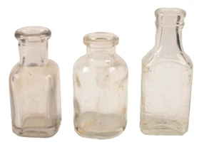 3 Small Vintage Bottles Clear Glass 3 Inches - Picture 1 of 10