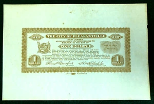 1933 Depression Scrip One Dollar on Watermarked stock Pleasantville New Jersey - Picture 1 of 3